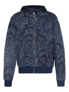 Толстовка с капюшоном на молнии с принтом пейсли ETRO, синий