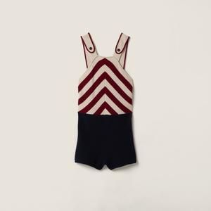 Комбинезон из шерсти и кашемира MIU MIU, амарант / песочный бежевый