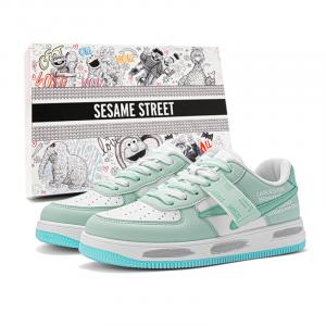 SESAME STREET Теплые нескользящие амортизирующие износостойкие низкие скейтерские кеды унисекс Cheeses бело-зеленые, цвет Cheeses White Green