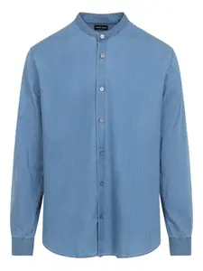 Рубашка без воротника на пуговицах Giorgio Armani, синий