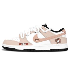 Nike Dunk Black White, Soft Nude Pink устойчивые к истиранию низкие кроссовки для скейтбординга Unisex Pink