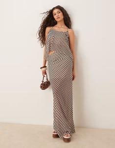 Юбка макси в коричневую и белую полоску Asos Design