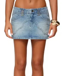 Мини-Юбка из денима в западном стиле от Tory Edikted, синий