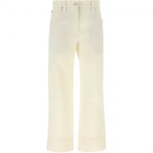 Monili Detailed Cropped Jeans Brunello Cucinelli, бежевый