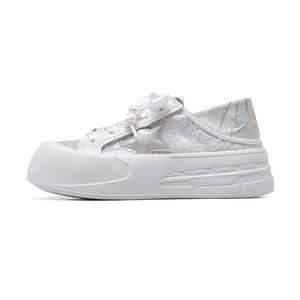 Скользоустойчивые дышащие женские низкие кеды для скейтбординга KEJIANNI Серебристые