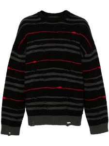 Juun.J полосатый джемпер с приспущенными плечами, черный