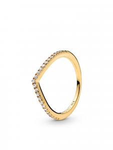 Комплект колец Playful Love с золотыми приподнятыми сердечками и подвесками-косточками Pandora