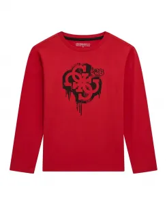 Мальчики 8-18 лет футболка с длинным рукавом и логотипом Guess, красный