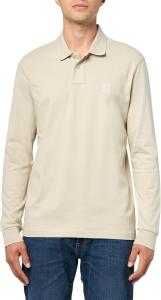 BOSS Мужская поло с длинным рукавом Slim Fit с квадратным логотипом, Navajo Cream