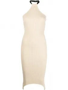 Платье в рубчик с вырезом халтер Courrèges, нейтральный