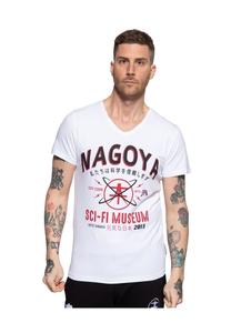 Футболка с контрастным принтом кода города Akito Tanaka, белый