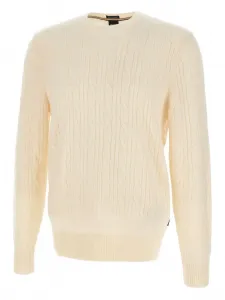 Свитер фактурной вязки с круглым вырезом Boss, нейтральный