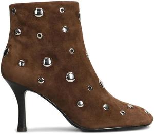 Женские ботильоны с заклепками, осенние короткие сапожки с высоким каблуком, закрытым круглым носком, на молнии, с каблуком-стилетто, для повседневного и офисного образа ZodyBoer, Tan