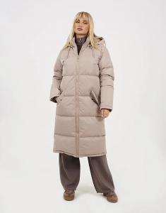 Утепленная куртка Brave Soul макси-длины с фиксированным капюшоном в цвете «камень»