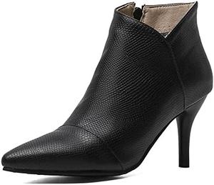 Женские модные ботильоны VOKLIN с заостренным носком, элегантные короткие ботинки на высоком каблуке-кубике с боковой молнией, Black-Velvet Lined