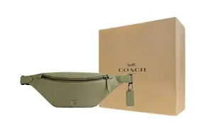 COACH Мужская большая поясная сумка из мягкой шагрени зеленого мха