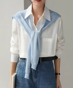 Рубашка с открытыми плечами. Женские топы Doux Belle, цвет White