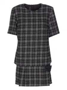 Мини-платье в клетку с поясом PINKO, черный