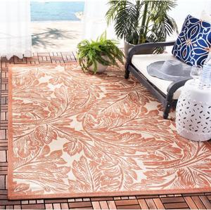 Ковер SAFAVIEH, 201 x 290 см, Washable Rug Outdoor Courtyard Collection - , Natural & Terracotta, не линяет и легко чистится, идеален для патио, заднего двора, прихожей (CY2996-3201)
