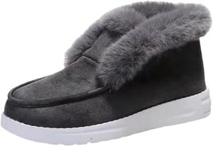 Женские противоскользящие и износостойкие утолщенные снегоступы из искусственного меха, удобные зимние теплые ботинки до щиколотки Hhhchpm, Grey