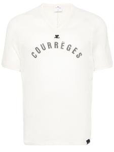 Courrèges сетчатая футболка с принтом Baseball, нейтральный цвет