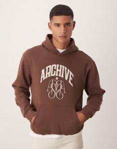 Худи с уличной вышивкой коричневого цвета Asos Design