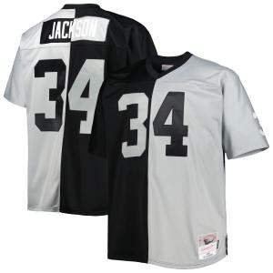 Мужская футболка Mitchell & Ness Bo Jackson черного/серебристого цвета Las Vegas Raiders Big & Tall Split Legacy Retired Player, реплика Джерси