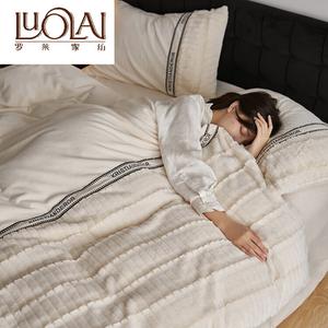 LUOLAI HOME Комплект постельного белья, 150 см, 4 предмета, пододеяльник 200x230 см, Bolansuiba-A Rabbit Plush, B Milk Plush