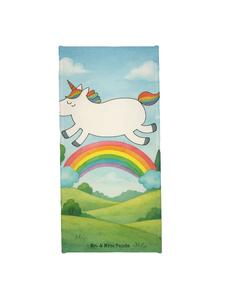 Mr. & Mrs. Panda Белое полотенце с изображением единорога и радуги, без надписи