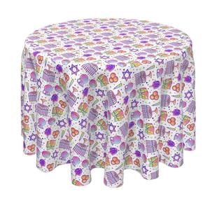 Круглая скатерть, 100% полиэстер, круглая 90 дюймов, фиолетовый оттенок Ханука