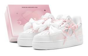 Кроссовки Nike Air Force 1 Skateboarding Shoes Women's Low-top Silver/Pink, розовый