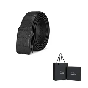 JAGUAR Мужской кожаный ремень из оленьей кожи шириной 3,55 см, Black