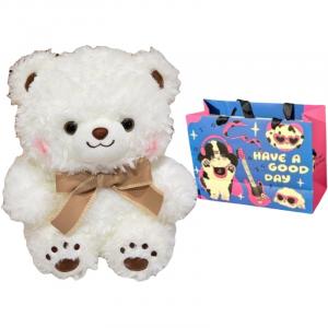 Милый мягкий плюшевый мишка 30см/40см Lionf, белый/мультиколор