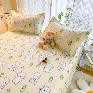 Yalu Комплект постельного белья из 3 предметов (простыня 220х230 см, 2 наволочки), цвет Bear Little White, гипоаллергенный, не скатывается