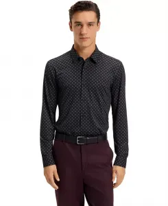 Мужская облегающая рубашка Performance-Stretch Slim-Fit Hugo Boss, черный