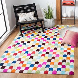 Ковер ручной работы SAFAVIEH, 153 x 244 см, Studio Leather Collection Ivory/Multi STL166A в стиле Mid-Century Modern