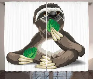 Штора в деревенском стиле Ленивец от ABAKUHAUS, с ниспадающим рисунком, для спальни, со сборками, петлями и крючками, 280 x 225 см, цвет: умбра, коричневый, слоновая кость Abakuhaus