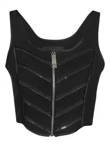 Топ с застежкой-молнией и цепочными украшениями John Richmond, черный