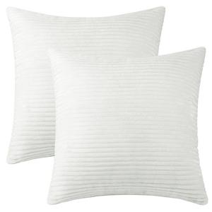 Вельветовые современные однотонные полосатые наволочки для дивана, домашнего дивана, декоративные наволочки, 2 шт., 18 x 18 дюймов Unique Bargains, белый