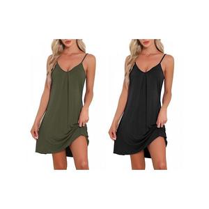 2 шт женская безрукавная базовая майка-ночнушка v-образного выреза Inspire Chic, Black Army Green