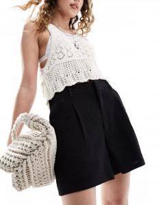 Черные льняные шорты ASOS Dad