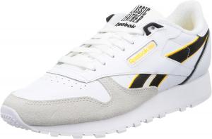 Женские кроссовки Reebok Classic Leather, белый/черный/желтый