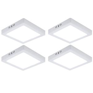 Комплект из 4 светодиодных потолочных светильников, накладная панель, пластик, белый, L 21,4 см V-TAC