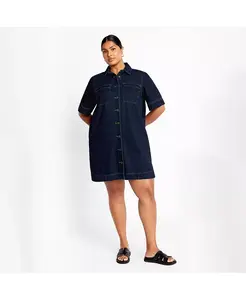 Платье Jojo из денима больших размеров CITY CHIC, синий