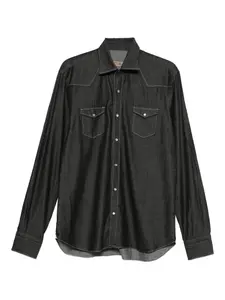 Хлопковая рубашка с карманами Barba, черный