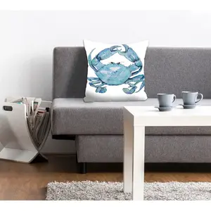 Подушка декор Eileen от queence, наволочка, краб, синий, белый, морской узор, пляж, морской стиль, лето Queence, Blau + bedruckt