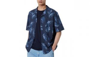 Рубашка унисекс темно-синяя Uniqlo, темно-синий