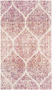 Ковер SAFAVIEH, 69 x 122 см, Madison Collection, Cream & Fuchsia, дизайн Glam Trellis Distressed, без ворса и простой в уходе, идеален для помещений с высокой проходимостью: прихожая, гостиная, спальня (MAD604R)