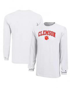 Футболка с длинным рукавом и логотипом Clemson Tigers Arch Over для больших мальчиков и девочек Champion