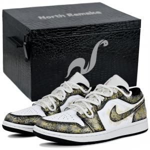 Jordan Износостойкие и легкие баскетбольные кроссовки Air 1 в винтажном стиле унисекс, черные, белые, золотые